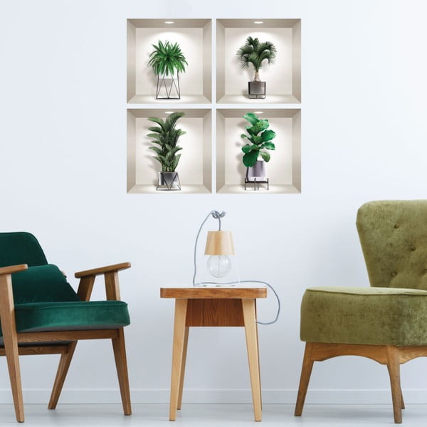 Set di 4 adesivi murali 3D per piante da interno - Ambiance
