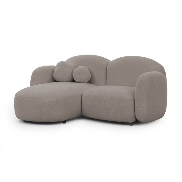 Divano angolare grigio (con penisola a sinistra/con chaise lounge) con rivestimento in bouclé Orbit – Ropez