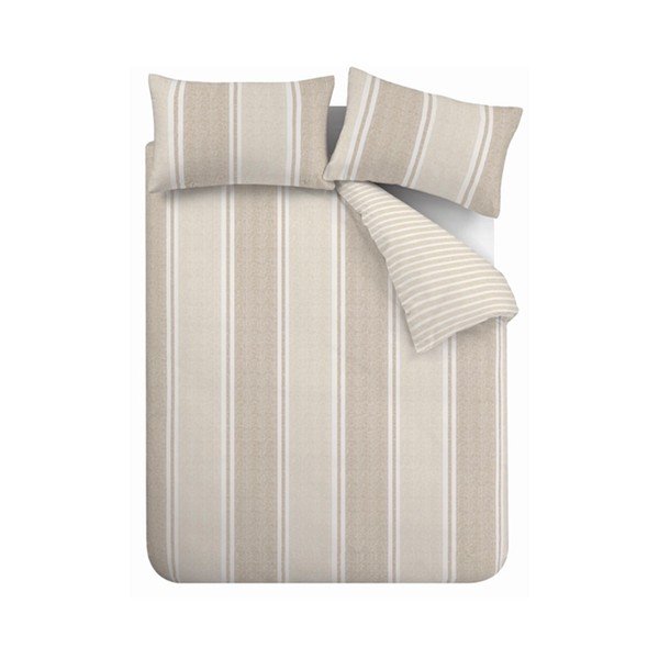 Set copripiumino e federa beige per letto singolo 135x200 cm Banded Stripe – Catherine Lansfield