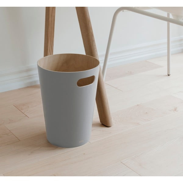Cestino in legno grigio chiaro da 7,5 l Woodrow - Umbra-image-1