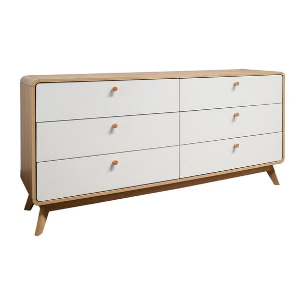 Cassettiera bassa bianca con effetto rovere 150x74 cm Caitlin - Støraa-image-4