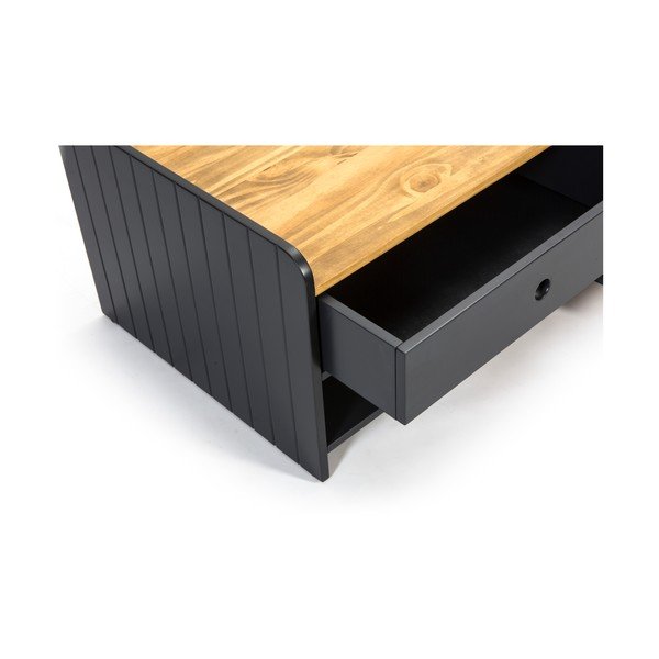 Tavolino grigio con piano in legno di pino Monte - Marckeric-image-3