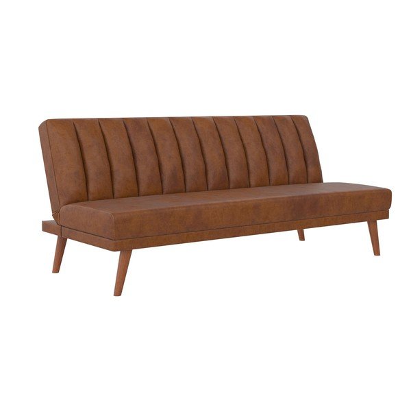 Divano letto arancione in similpelle 173 cm Brittany - Novogratz-image-2