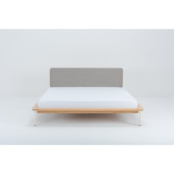 Letto matrimoniale in rovere grigio/naturale con griglia 140x200 cm Fina - Gazzda-image-1