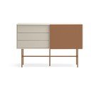 Cassettiera bassa con ante scorrevoli in mattone/beige 140x91 cm Nube - Teulat