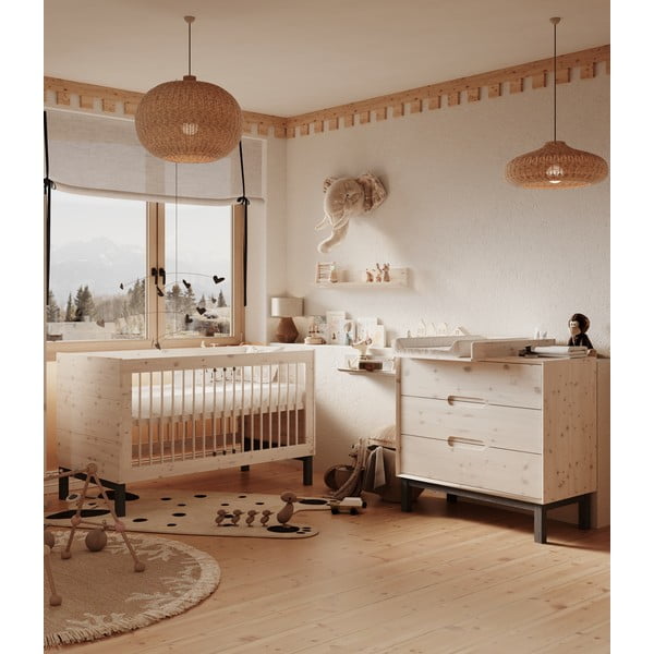 Cassettiera per bambini bassa bianca in pino massiccio 100x91 cm Country – Pinio-image-1