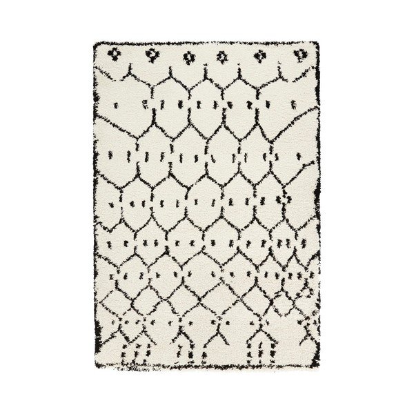 Bíločerný koberec Mint Rugs Allure Ronno White, 80 x 150 cm