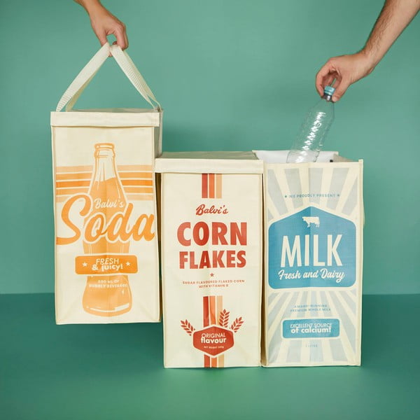 Bidoni in plastica per rifiuti differenziati in set da 3 pezzi 28 l Retro - Balvi-image-1