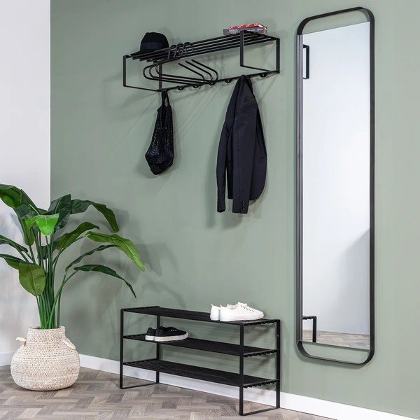 Attaccapanni da parete nero in metallo con scaffale 100 cm Rex – Spinder Design-image-2