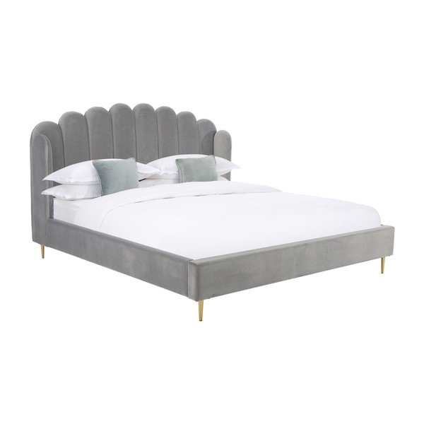 Letto imbottito grigio , 160 x 200 cm Glamour - Westwing Collection