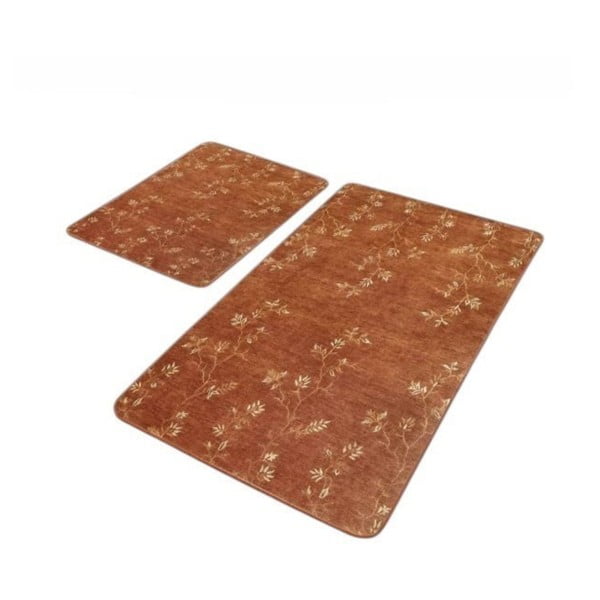 Set di tappetini per il bagno marroni in velluto 2 pz 60x100 cm – Mila Home