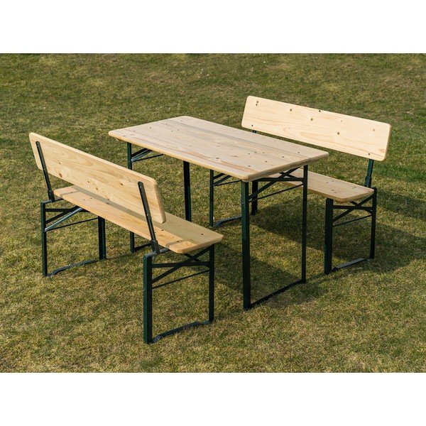 Set da pranzo da giardino in legno massiccio in colore naturale per 4 persone - Happy Green-image-1
