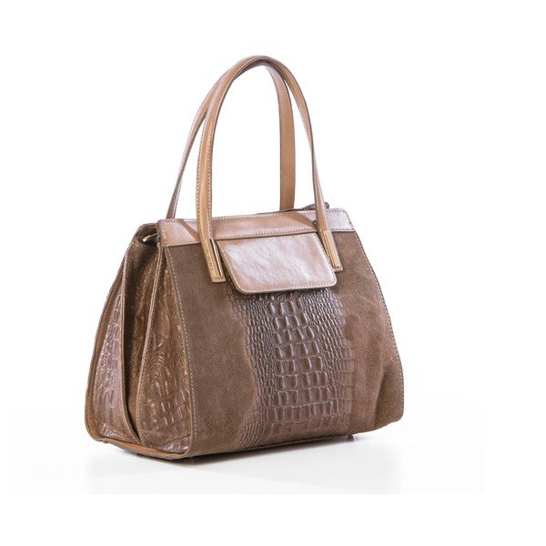 Kožená kabelka Croco Taupe-image-4