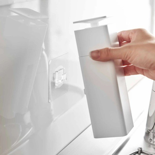 Dispenser per sapone senza foratura bianco in plastica 230 ml Film Hook – YAMAZAKI-image-4