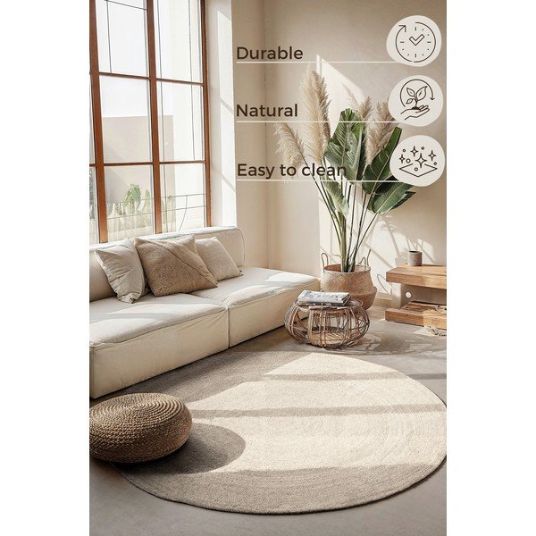 Tappeto rotondo color crema in iuta reversibile/tessuto a mano ø 100 cm Braided – Hanse Home-image-3
