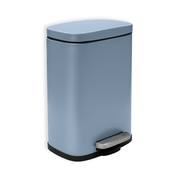 Cestino per la spazzatura azzurro in acciaio con pedale 5 l   Akira – Spirella