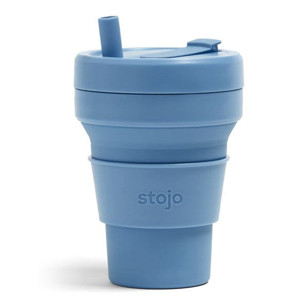 Tazza da viaggio pieghevole blu Acciaio, 470 ml Biggie - Stojo