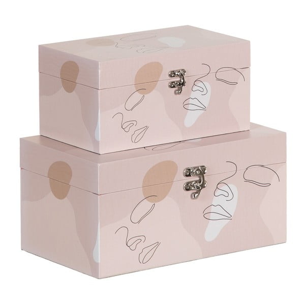 Set di 2 scatole decorative rosa chiaro 30x18x15 cm Face - Ixia