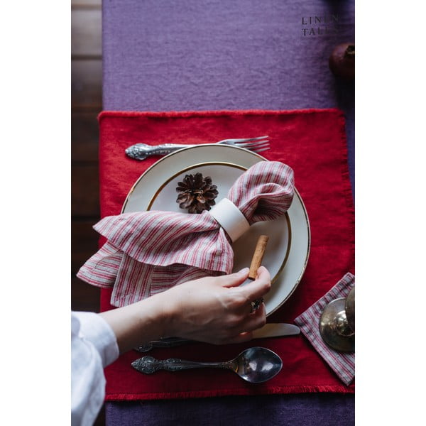 Tovaglioli in set da 2 Red Natural Stripes - Linen Tales-image-1