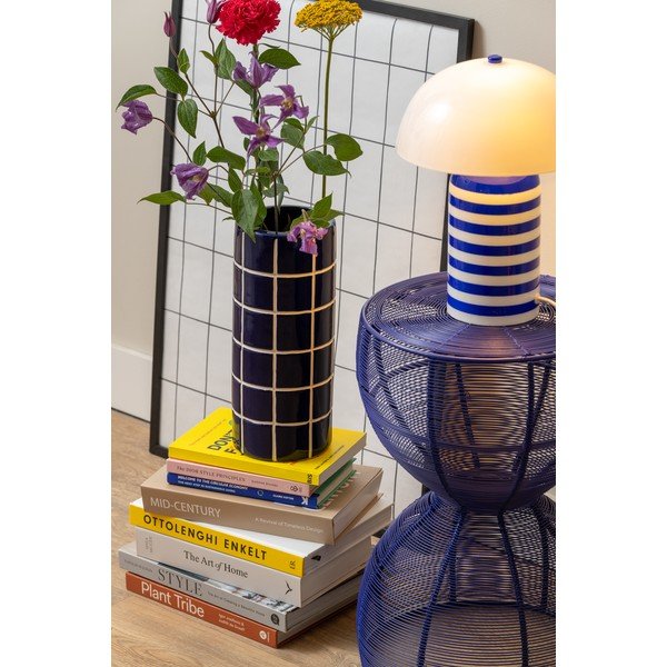 Vaso blu in ceramica (altezza totale 30 cm) Retro Tiles – PT LIVING-image-1