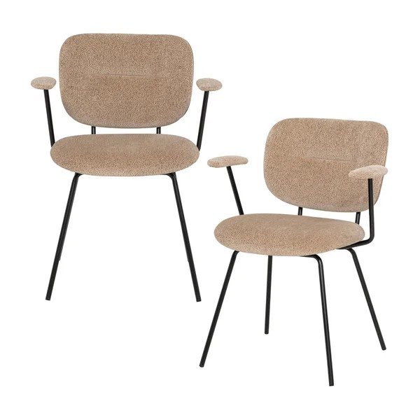 Sedie da pranzo in set beige imbottito con braccioli 2 pz Brint – WOOOD