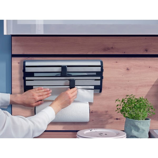 Porta pellicola e alluminio da parete da parete argentato in metallo Parat Royal – LEIFHEIT-image-2