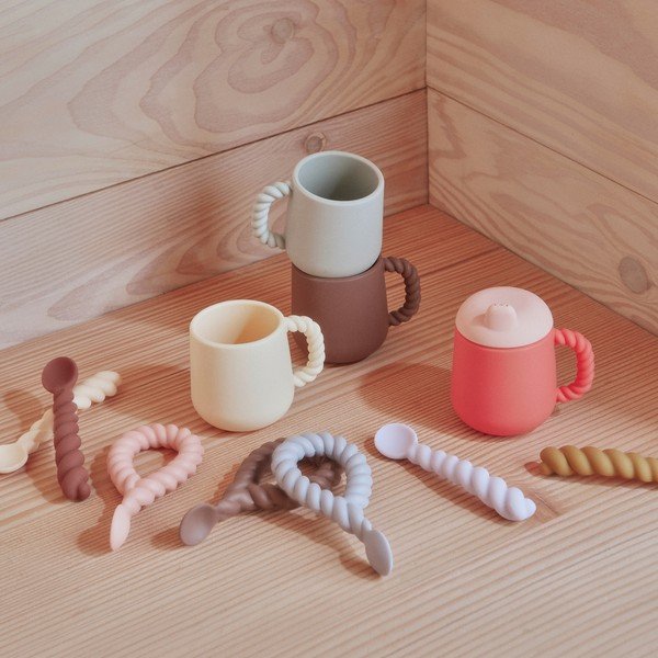 Coperchio per tazza rosa/marrone in silicone 2 pz Kappu – OYOY Mini-image-2