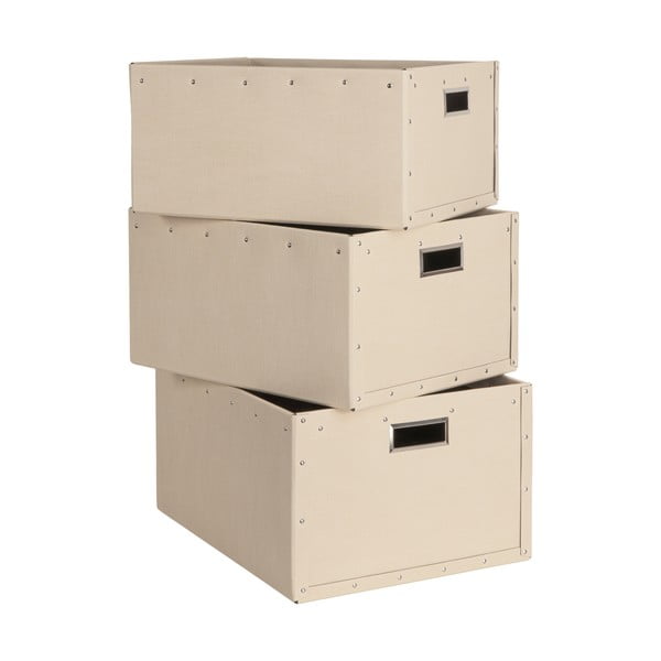 Scatole di cartone beige in set da 3 Ture - Bigso Box of Sweden