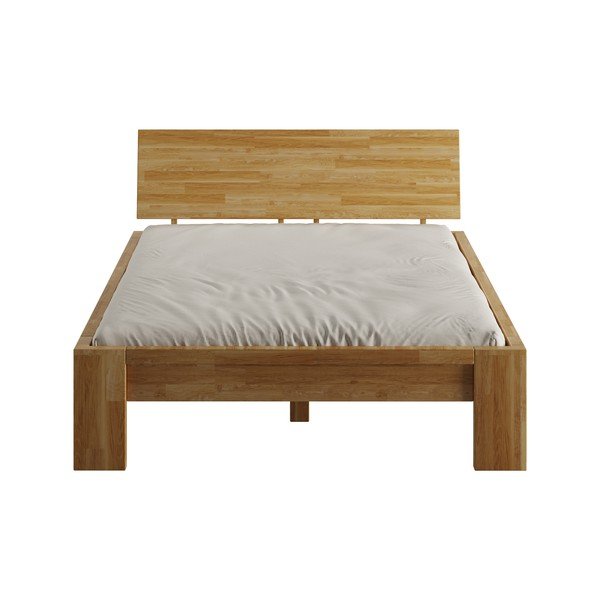 Letto matrimoniale di colore naturale in rovere massiccio 140x200 cm Montana – Olivia Living-image-2