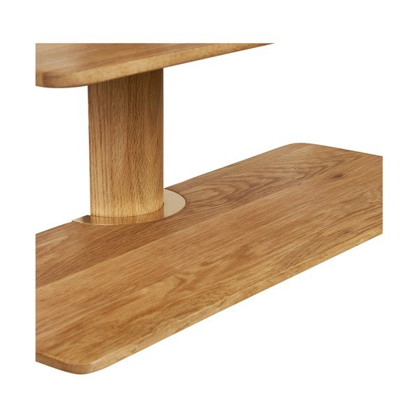 Mensola colore naturale chiaro in rovere massiccio con ripiani multipli 55 cm Calcata – House Nordic-image-4