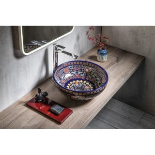 Lavabo rotondo in blu scuro in ceramica ø 41 cm Priori – Sapho
