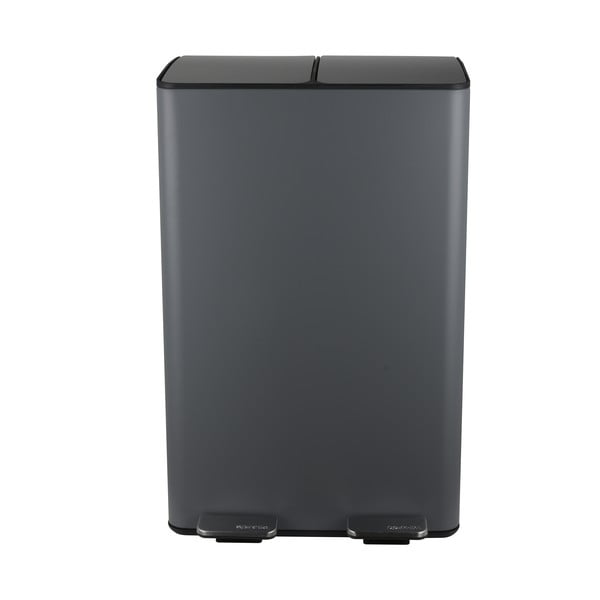 Cestino per la spazzatura grigio scuro in acciaio per raccolta differenziata/con pedale 2x30 l   Aliya – Spirella-image-4