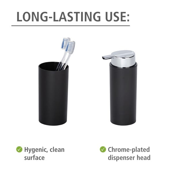 Set di accessori per il bagno nero opaco in plastica Calvo – Wenko-image-4