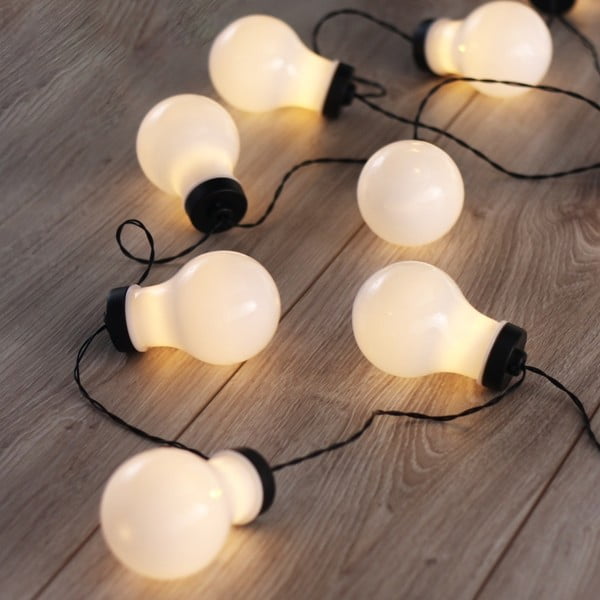 Catena luminosa a forma di lampadina LED nera Lampadina, 10 luci, lunghezza 2,2 m - DecoKing