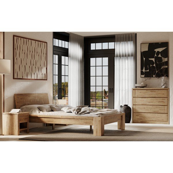 Cassettiera bassa marrone in rovere massiccio 105x96 cm Timo – Olivia Living-image-4