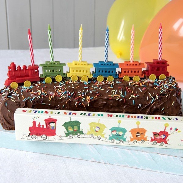 Set di 6 portacandele per torta Train Party Train - Rex London-image-3