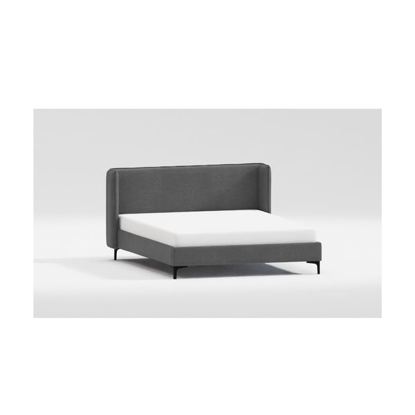 Letto matrimoniale imbottito grigio scuro con griglia 200x200 cm Basti - Ropez-image-4