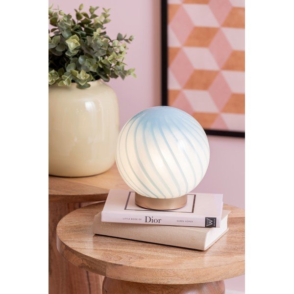 Lampada da tavolo azzurra con paralume in vetro (altezza totale 17 cm) Summer Globe – Leitmotiv-image-1