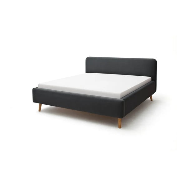 Letto matrimoniale imbottito color antracite con contenitore con rete inclusa 140x200 cm Mattis – Meise Möbel