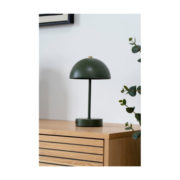 Lampada da tavolo LED verde scuro con paralume in metallo (altezza totale 25 cm) Holt – House Nordic-image-1