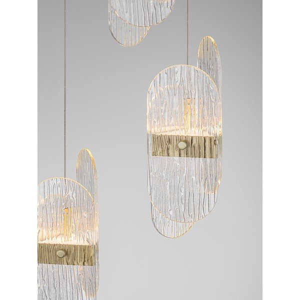 Lampadario LED color ottone in metallo con paralume in vetro con intensità regolabile ø 32 cm Lucien – Nova Luce-image-4