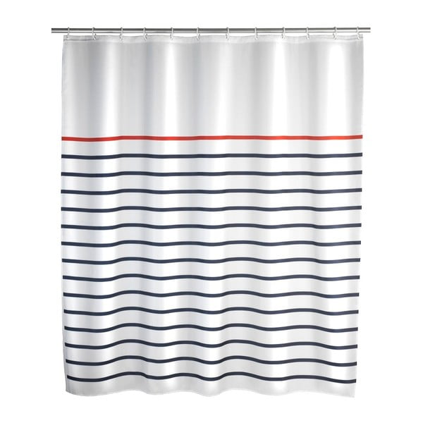 Tenda da doccia bianca e blu Marine White, 180 x 200 cm - Wenko