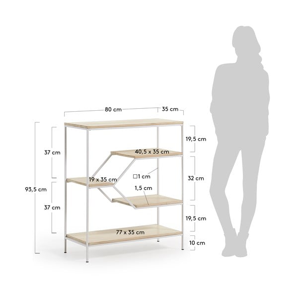 Piccola libreria bianca con ripiani in legno di mango Pyke - Kave Home-image-4