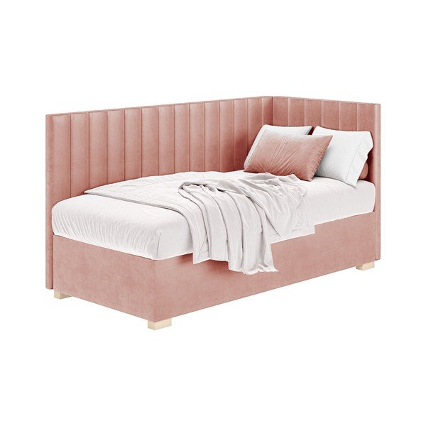 Letto da bambini con sponde rosa con contenitore con materasso incluso 90x200 cm Snugi – Ghado-image-3