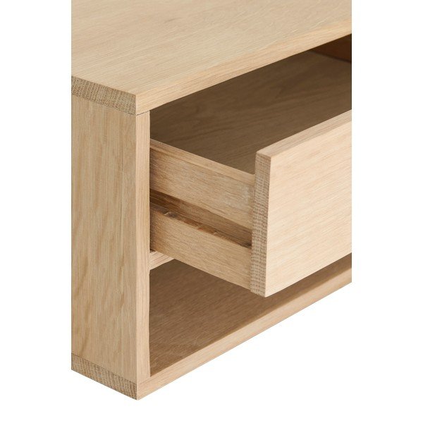 Comodino colore naturale chiaro in rovere massiccio da parete/con ripiani Viggo – Ellos Home-image-3