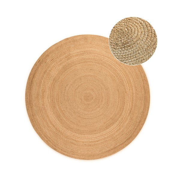 Tappeto rotondo di colore naturale in iuta reversibile ø 140 cm Braided – Hanse Home