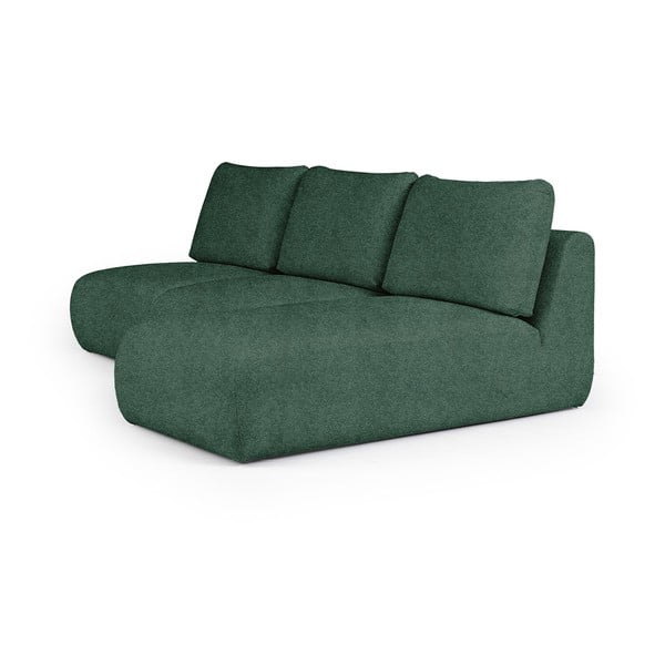 Divano angolare verde (con penisola a destra e chaise lounge) rivestito in bouclé Mirel – Rodier-image-2