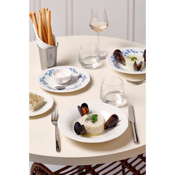 Piatto fondo bianco/blu in porcellana ø 23,5 cm Retro – BonBistro-image-3