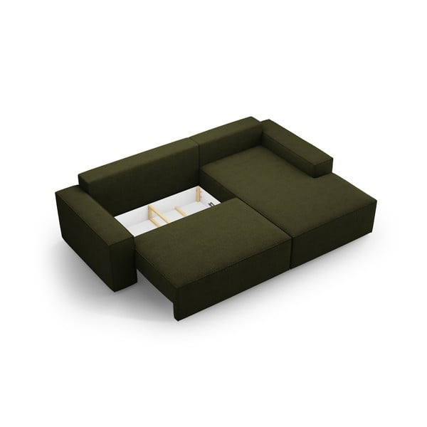 Divano letto angolare verde scuro in tessuto bouclé (angolo destro) Jodie - Micadoni Home-image-4