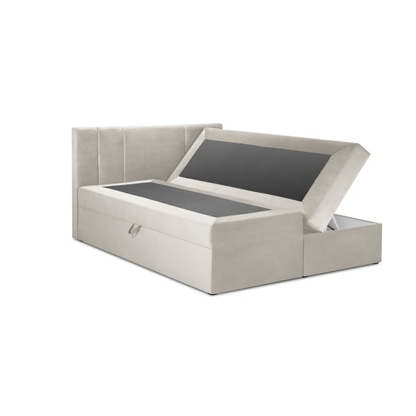 Letto boxspring beige con contenitore 200x200 cm Afra - Mazzini Beds-image-2